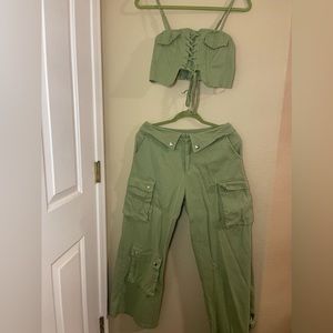2 piece green set. in good condition, only worn a few times.
